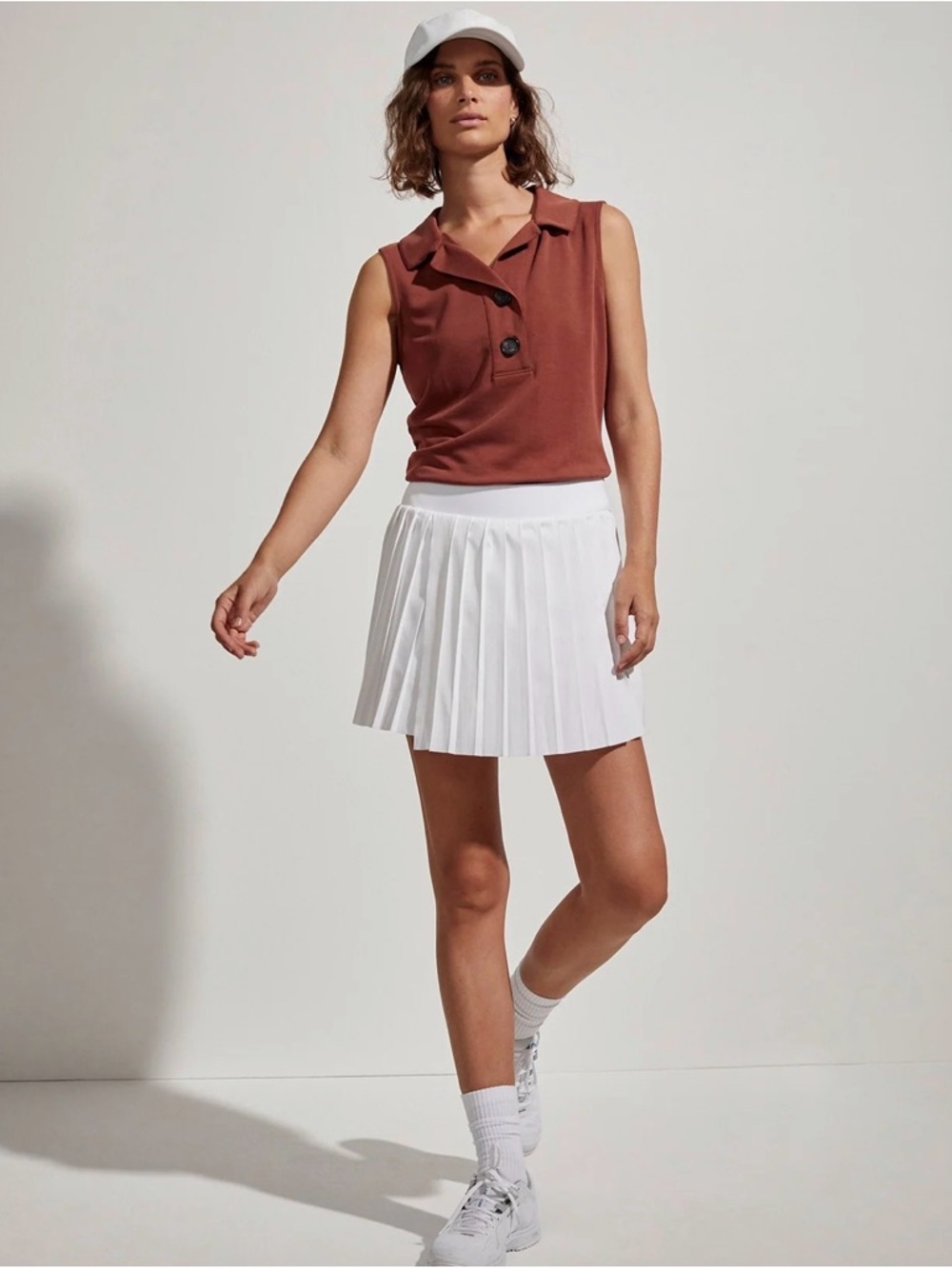 Varley Kalmia Mid-Rise Pleated White Classic Preppy Tennis Skort NWT XXS